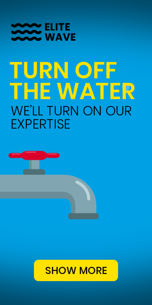 Szablon reklamy banerowej — Wasser abstellen – Wir schalten unsere Expertise ein